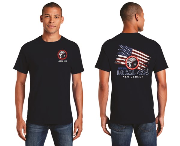 Navy Bayside™ Unisex Crew Short Sleeve Tee shirt- Flag Logo